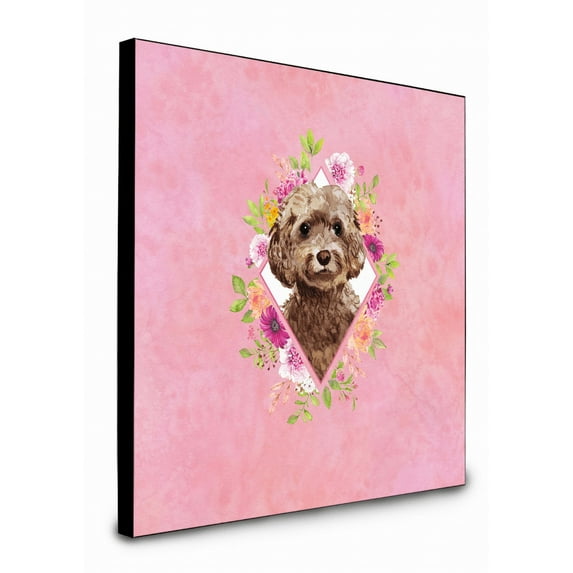 Carolines Treasures CK4253UP88 8 x 8 x 0.625 in. Chocolate Cockapoo Pink Flowers Artwork Panel Wall Decor