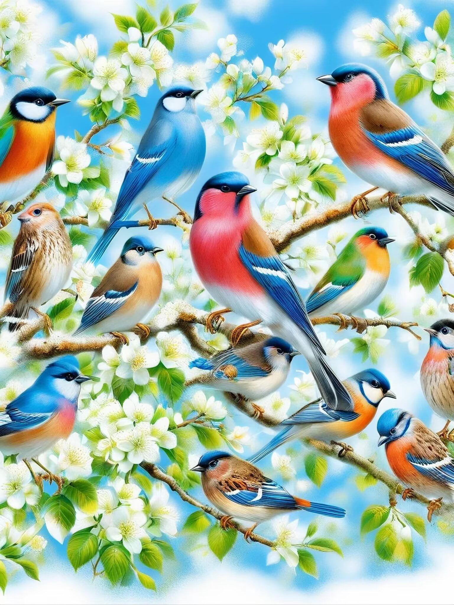 Flowers Diamond Painting Kits for Adults -Birds DIY 5D Diamond Art Kits ...