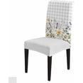 thumbnail image 1 of Flowers Dining Room Chair Covers Set of 8, Daisy Lavender Leaf Farmhouse Gray Plaid Stretch Chair Slipcovers Removable Washable Seat Cover Chair Protectors for Kitchen Home, Hotel Banquet, 1 of 6