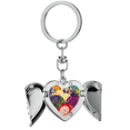 thumbnail image 1 of Flowers Dots Pattern Chinese Japanese Style Asia Heart Angel Wing Key Chain Holder, 1 of 3