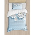 thumbnail image 1 of Flowers Duvet Cover Set, Abstract 3D Style Effect Cherry Blossoms Modern Spring Sakura Pattern, Decorative 2 Piece Bedding Set with 1 Pillow Shams, Twin Size, Pale Blue and White, by Ambesonne, 1 of 3