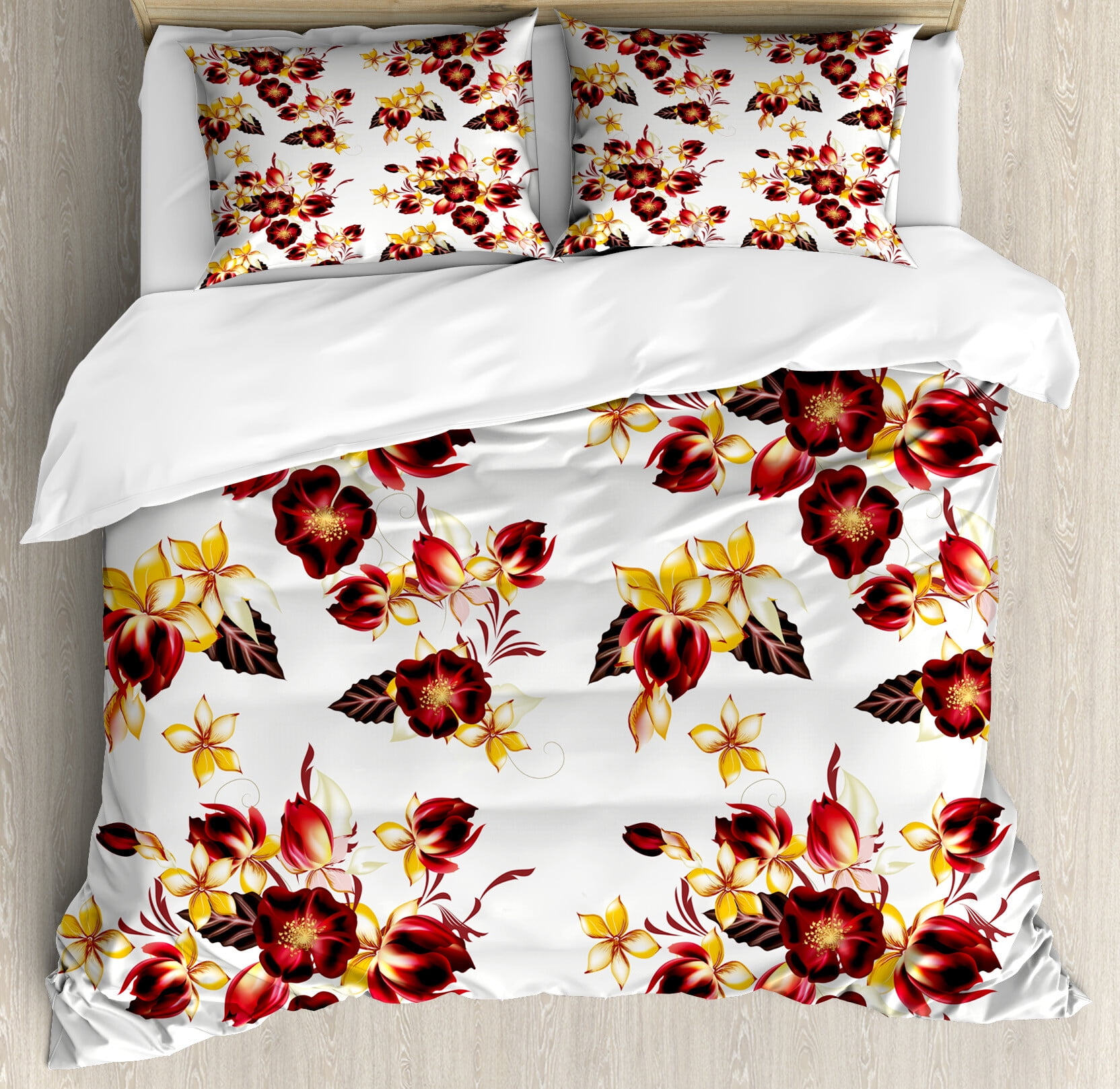 Flowers Duvet Cover Set, Bouquets with Old Fashioned Wildflowers Retro