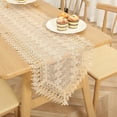 thumbnail image 1 of Flowers Embroidered Table Runner, Lace Dresser Scarf Table Top Tablecloth Home Kitchen Decoration, 1 of 1