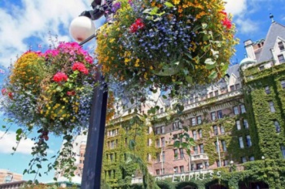 Flowers Empress Hotel Victoria British Columbia Canvas Art - Mark Gibson DanitaDelimont (27 x 18)