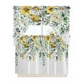 thumbnail image 1 of Flowers Eucalyptus Kitchen Curtains Swag Valance and Tier Curtains Set 36 Inch Length, Rustic Botanical Daisy Leaves Floral Rod Pocket Drape Panels Pair Swag Curtains for Bathroom/Cafe/Window, 1 of 6