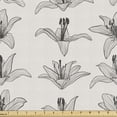 thumbnail image 1 of Ambesonne Flowers Fabric by the Yard Upholstery, Lily Petals Garden Growing, 3 Yards, Dark Grey and Coconut, 1 of 5