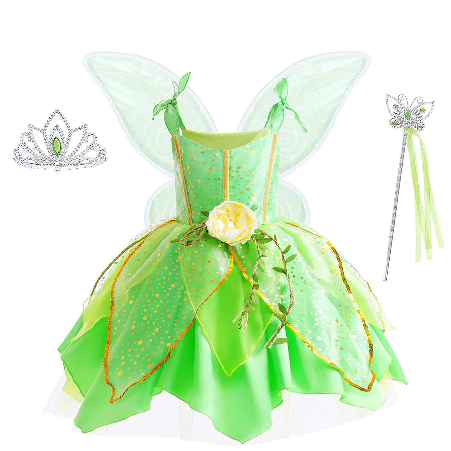 Flowers Fairy Costume Princess Dress Up Set for Girls Tinker Bell