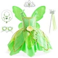 thumbnail image 1 of Flowers Fairy Costume Princess Dress Up Set for Girls Tinker Bell Toddler Cosplay Clothes Dress with Wing Set, 1 of 3