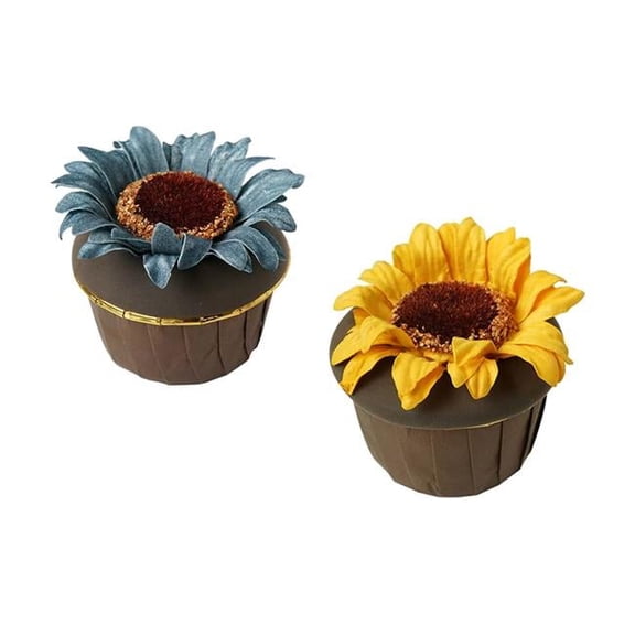 Flowers Fake Cupcake Inedible Artificial Display Decor Cake Model, A - Set of 2