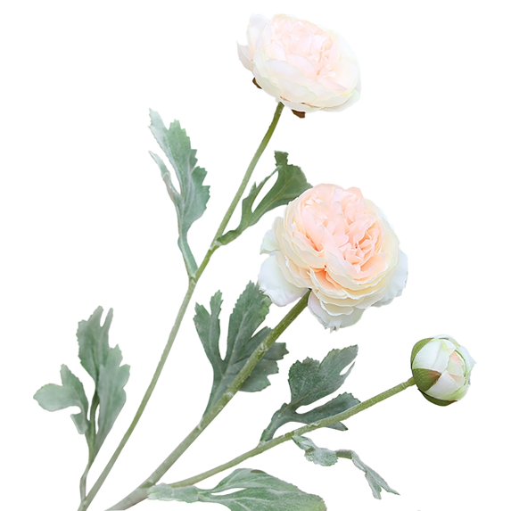 Flowers Fake Peonies Artificial Ranunculus Flowers 3 Heads Champagne Silk Flowers 20.47" for Faux Floral Arrangements Wedding Bouquets Floral Arrangements Home Table Centerpiece Spring Decorations