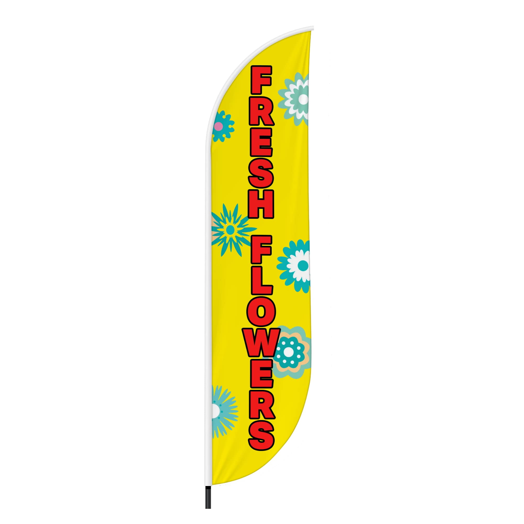 Flowers Feather Flag(11.5feetX2.5feet) by DreamController | Outdoor Business Advertising Tall Flag | Weather-Resistant Knitted Swooper Flag | Made in USA | HD Print (Flag Only)