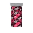thumbnail image 1 of Flowers Fitted Sheet & Pillow Sham Set, Gerbera Petals and Roses Pattern Flora Composition in Warm Tones, Decorative Printed 2 Piece Bedding Decor, Twinxl, Pink Dark Maroon and Grey, by Ambesonne, 1 of 2