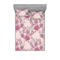 thumbnail image 1 of Flowers Fitted Sheet & Pillow Sham Set, Romantic Vibes Floral Design with Leaves and Polka Dots Garden Scene Art, Decorative Printed 3 Piece Bedding Decor, Full, Blush Hot Pink White, by Ambesonne, 1 of 2