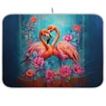 thumbnail image 1 of Flowers Flamingo Dish Drying Mat Microfiber Kitchen Pad Large Counter Absorbent Dish Mats Drainer Rack 18"x24", 1 of 7