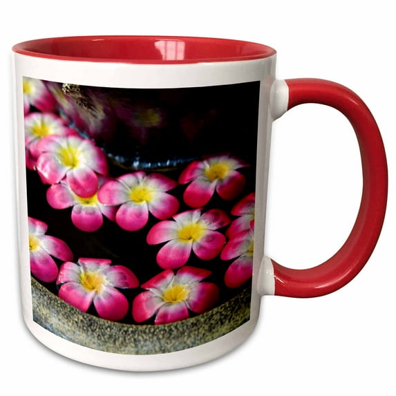 3drose, Flowers Floating in Water Fountain, Bangkok, Thailand-as36 Aje0004 - Adam Jones, 11oz Two-tone Red Mug