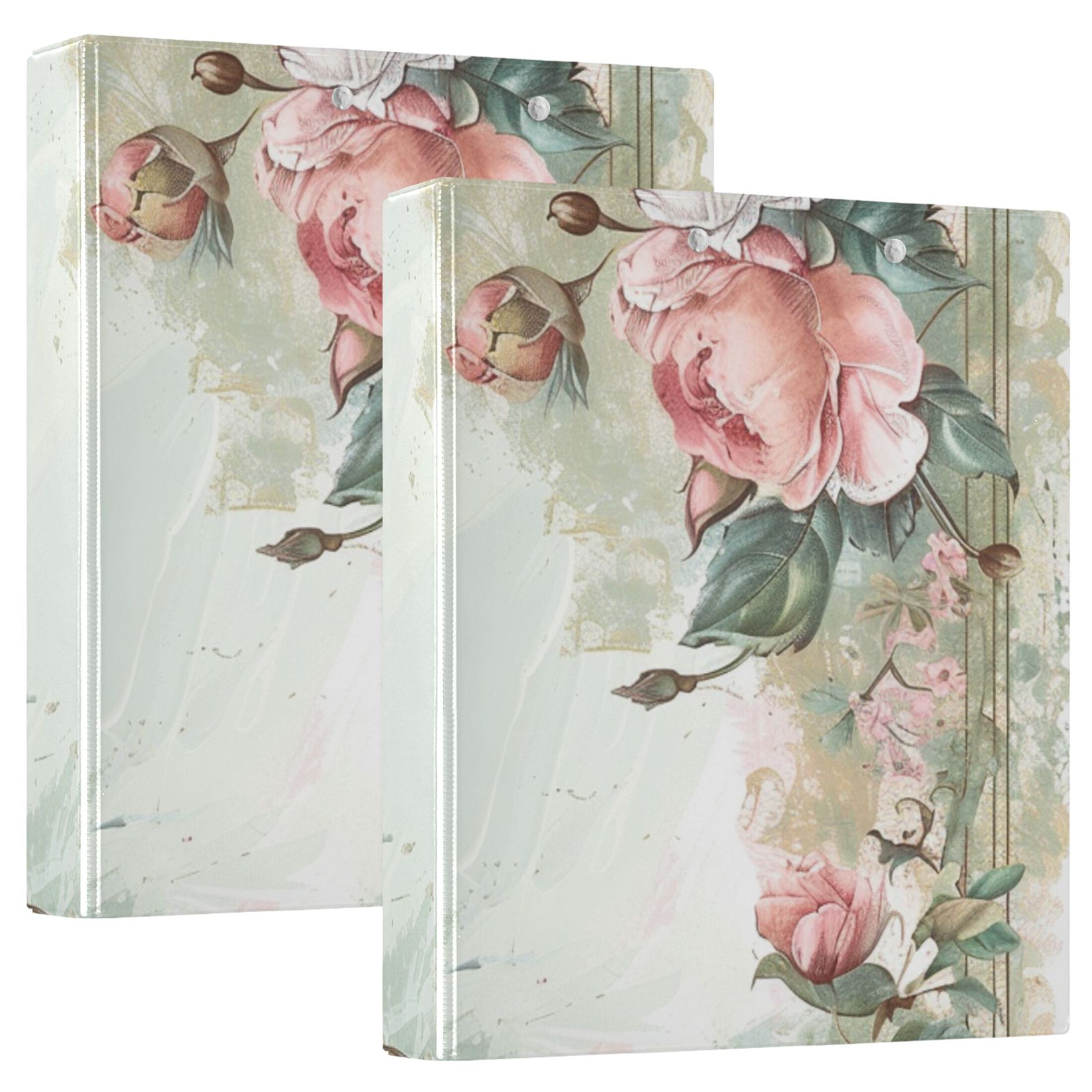 Flowers Floral Frame 3 Ring Binders 1.5 inch Hardcover File Folders ...
