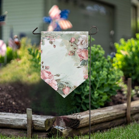 Flowers Floral Frame Garden Flag 18" x 12.5" Double Sided Yard Lawn Outdoor Decor Small Yard Flags