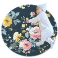 Flowers Floral Pattern Anti Slip Area Rugs For Bedroom Round Absorbent