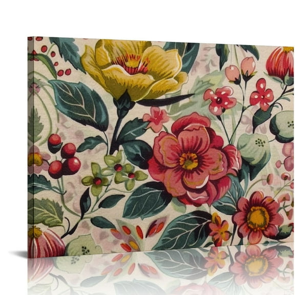 Flowers, Floral Print Canvas Wall Art Decor Ready to Hang - Home Living Room Bedroom Office Decor Artwork Gift Ideas 16x12in