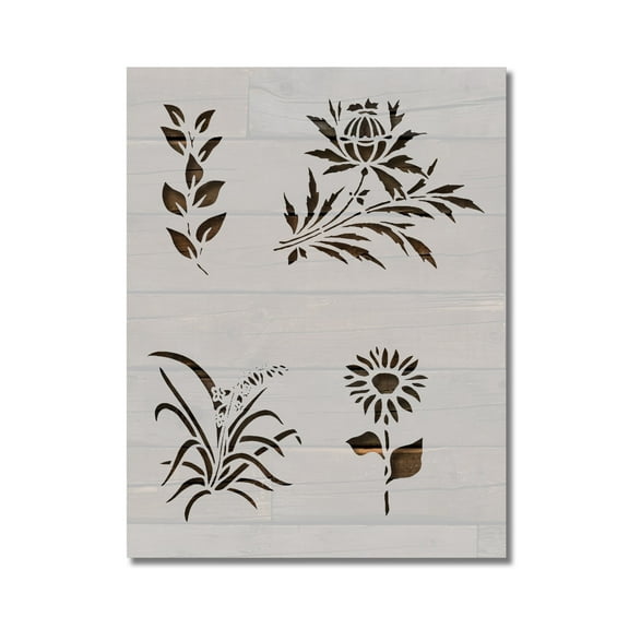Flowers Floral Roses Flower Pattern Stencil Template Reusable 8.5 x 11 for Painting on Walls, Wood, Etc. By Stencilville
