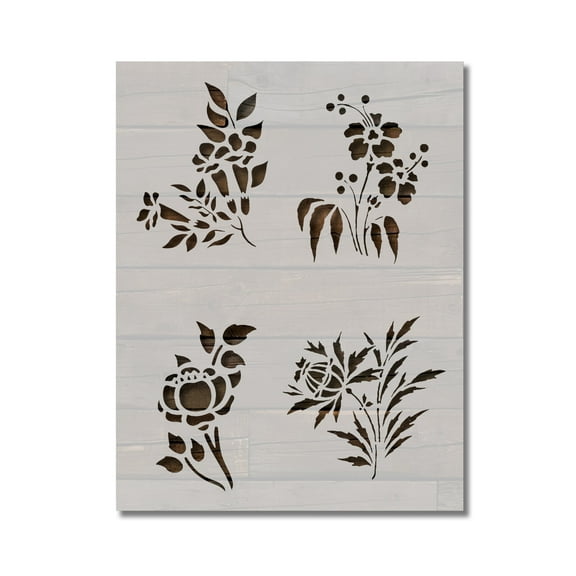 Flowers Floral Roses Flower Pattern Stencil Template Reusable 8.5 x 11 for Painting on Walls, Wood, Etc. By Stencilville