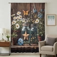 thumbnail image 1 of Flowers Floral Sheer Curtains 63 Inches Long, Western Texas Star Farmhouse Brown Lodge Light Filering Curtains, Breathable Simi Curtain Privacy Drapes for Living Room Bedroom Window Treatment, 1 of 9