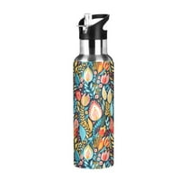 Flowers Floral Water Bottles Insulated Thermos Kids Stainless Steel Bottle with Straw Lid Flask Leakproof for Sports Gym 20 oz