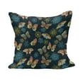 thumbnail image 1 of Flowers Fluffy Throw Pillow Cushion Cover, Butterflies and Flowers Springtime Nature Inspired Print Illustration, Decorative Square Accent Pillow Case, 16" x 16", Yellow and Petrol Blue, by Ambesonne, 1 of 5