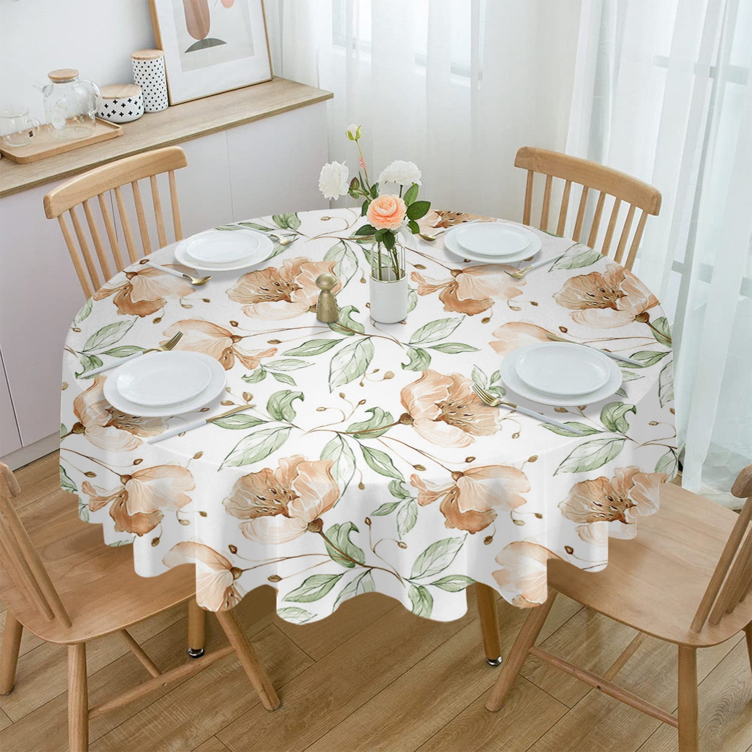 Flowers Foliage Gradient Flowers Waterproof Tablecloth Table ration