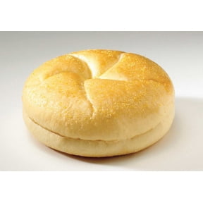 Flowers Foods European Bakers Sliced Light Corn Dusted White Kaiser Sandwich Bun, 5 inch - 8 per pack - 8 packs per case.