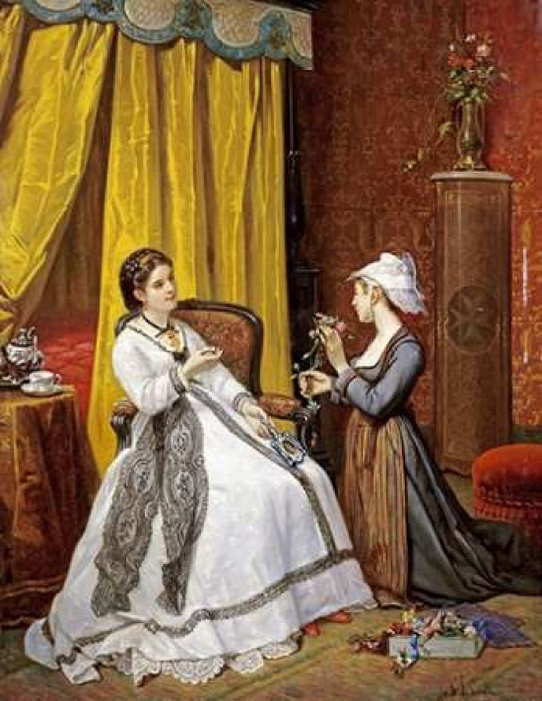 Flowers For The Lady Canvas Art - Auguste De Pinelli (22 x 28)