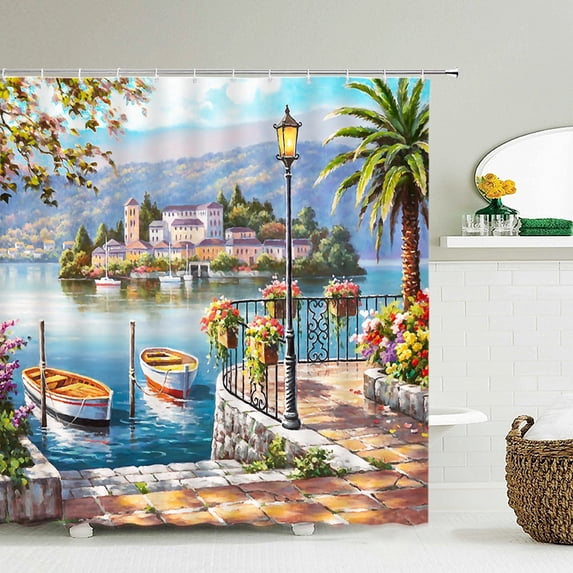 Flowers Forest Landscape Shower Curtain Bathroom Curtains Frabic Colorful Waterproof Bath Curtain for Bathroom 180X180cm