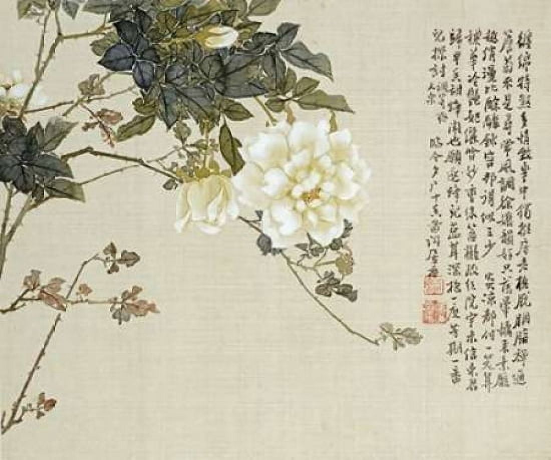 Flowers From An Album of Ten Leaves Canvas Art - Ju Lian (24 x 24)