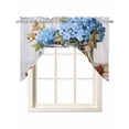 thumbnail image 1 of Flowers Fruit Kitchen Curtains Swag Valance for Windows/Bathroom/Cafe, Blue Hydrangeas Vintage Farm Leaves Rod Pocket Drape Panel Swag Curtain Valance for Bedroom/Living Room 55''x36'', 1 of 6