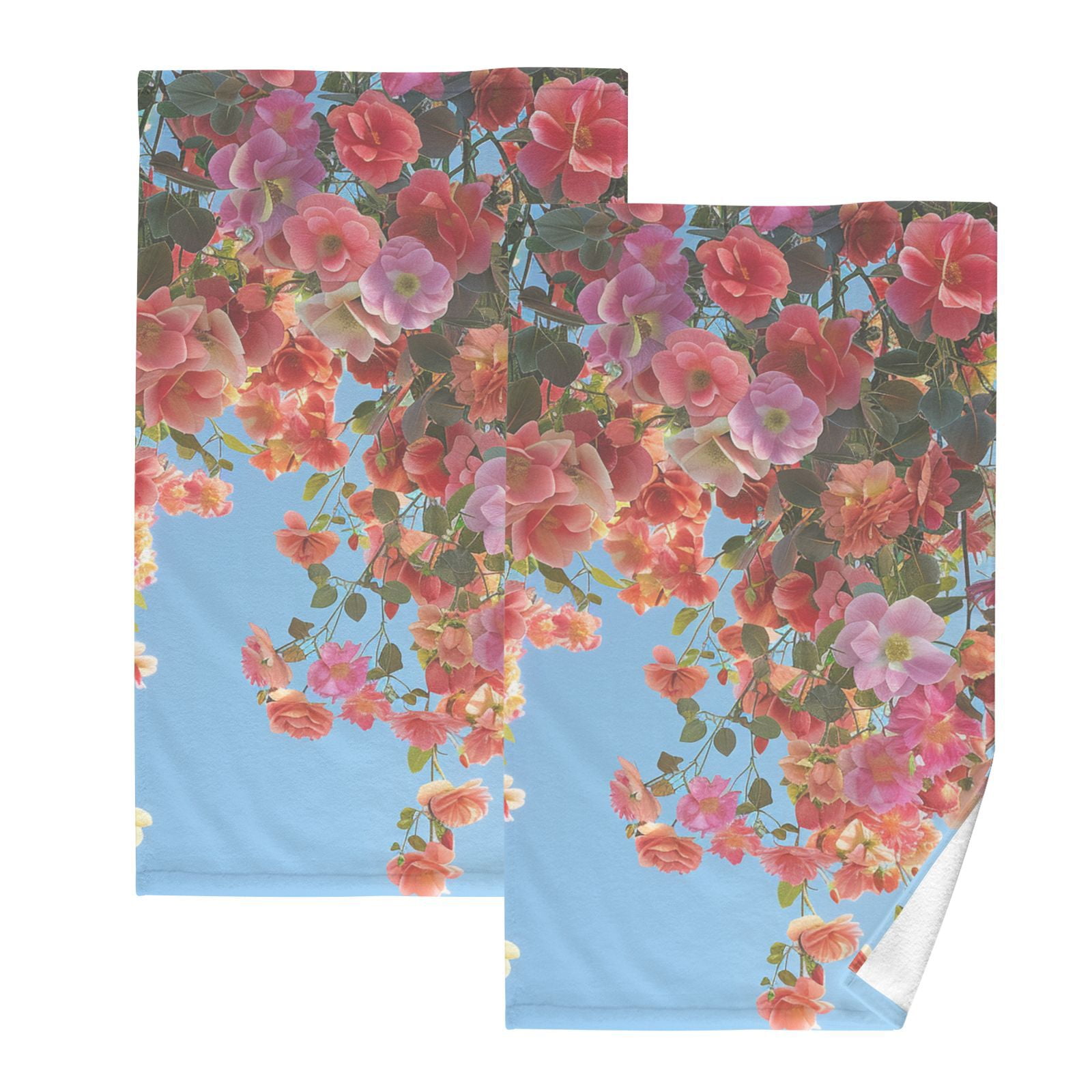 Flowers Garden Roses Hand Towels Cotton Bath Towels Large Face Towels Absorbent for Bathroom 2 Packs