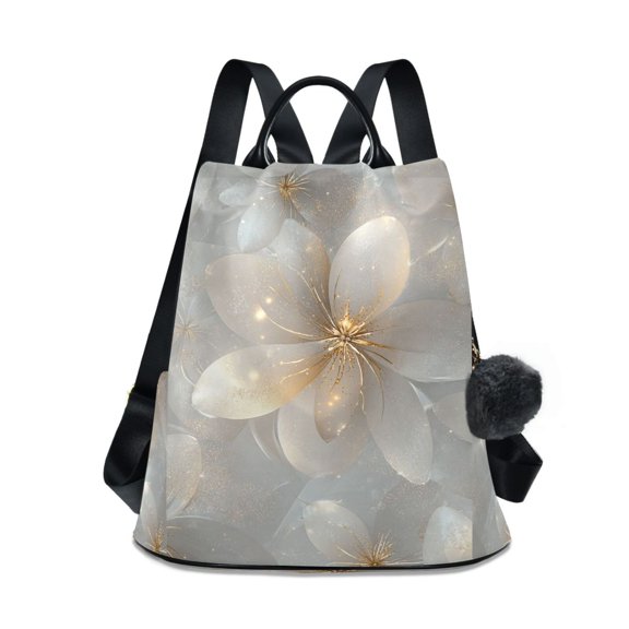 Flowers Gold Travel Laptops Backpack for Women Anti-theft Casual Work Bag Daypack Lightweight Laptop Bag