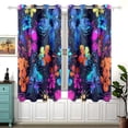 thumbnail image 1 of Flowers Graffiti Curtains Black Out Curtains for Sliding Glass Doors Bedroom Living Room Bathroom 2 Panels Set, 1 of 5