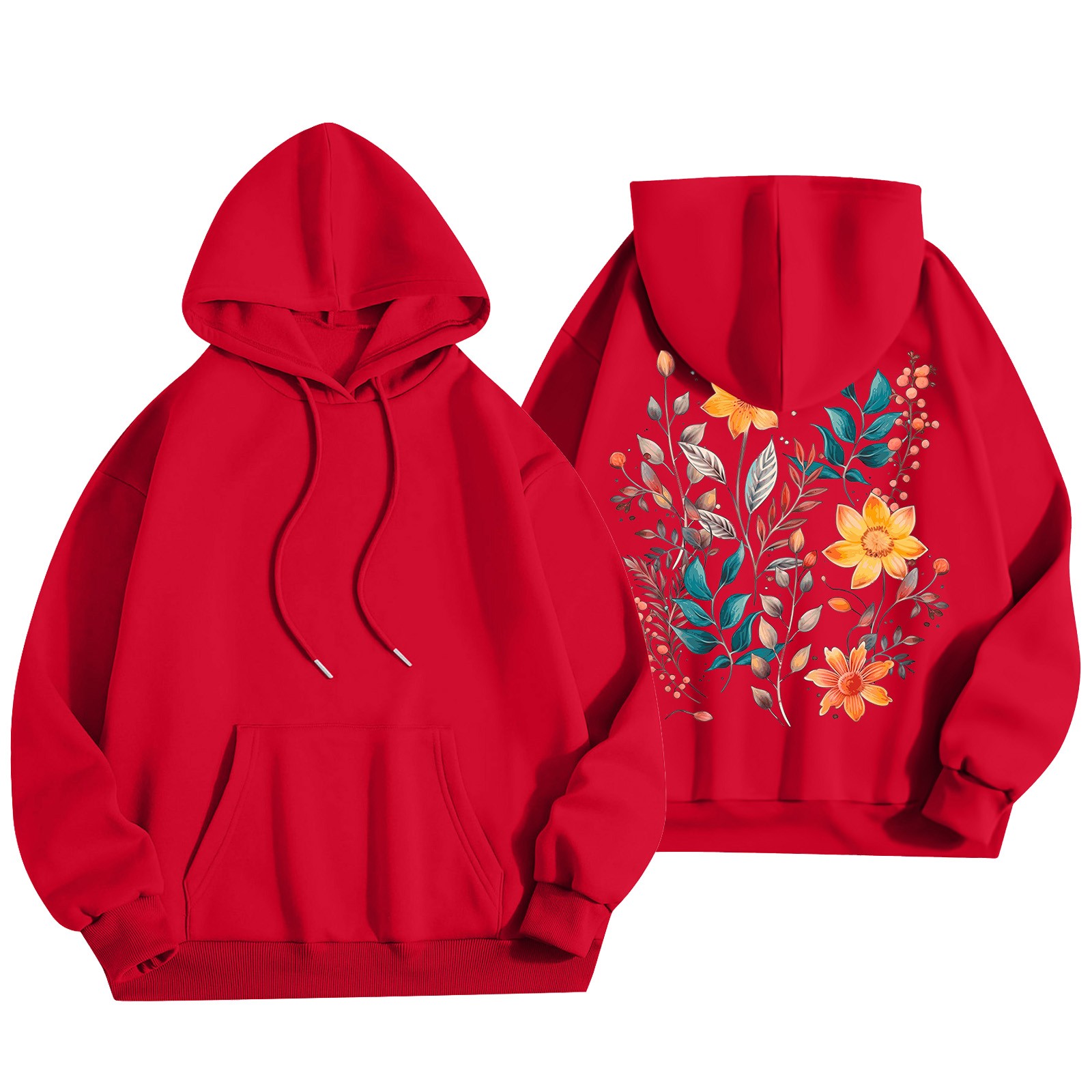 Flowers Graphic Hoodies for Women Cute Shirts Long Sleeve Drawstring
