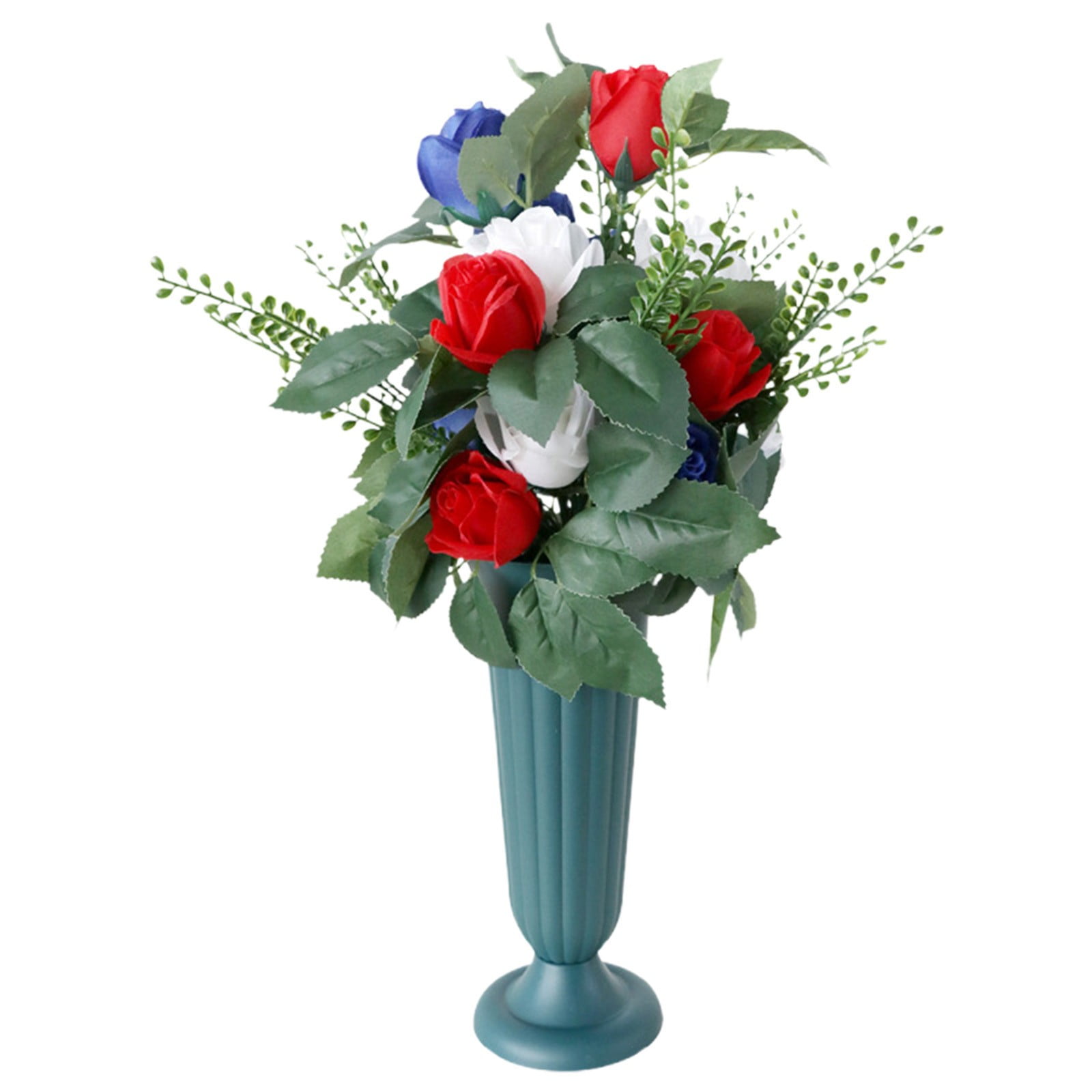 Artificial Daisy & Mum Flower Bouquet - Silk Floral Arrangement For Home, Wedding, Or Cemetery Vase, 14.6in
