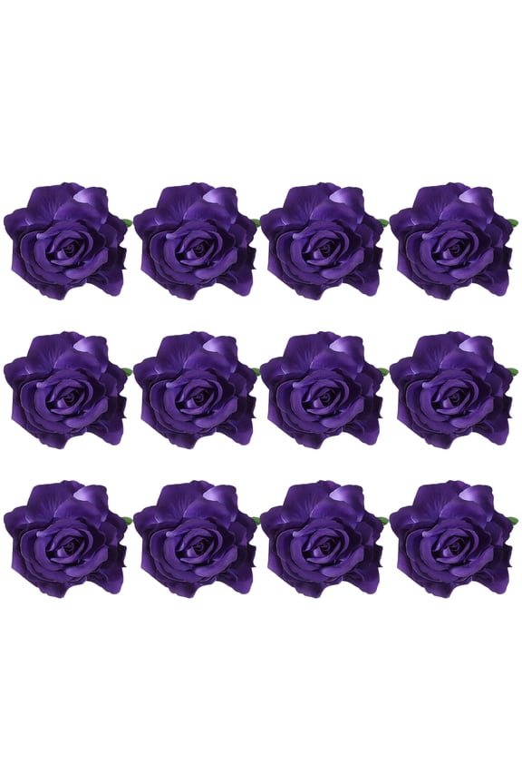 Flowers Hair Clips, Rose Flower Brooch Pin, Floral Brooch Hairpin for Women Wedding 12 Pack & Dark Purple