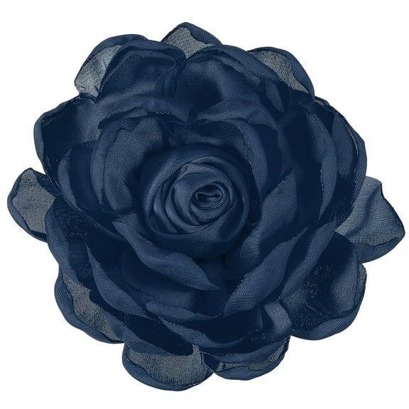 Flowers Hair Clips, Satin Rose Brooch Pin, Floral Brooch Hairpin for Women Wedding, Navy Blue