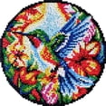 thumbnail image 1 of Flowers Hummingbird Round Shape Latch Hook Rug Kits Set for Starter Crochet Hook Cushion Mat Sofa Seat Cushion Crocheting Kits with Preprinted Canvas Crochet Yarn Kits 50X50CM (fi29), 1 of 9