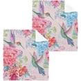 thumbnail image 1 of Flowers Hummingbirds Wash Cloth Set of 2, 12 x 12 Inch Cotton Baby Washcloths Highly Absorbent and Soft Feel Fingertip Towels Face Towels for Bathroom, Gym, Spa Washcloth Gift, 1 of 7