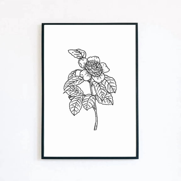 Flowers Illustration Simple Minimalist Line Art Botanical Wall Decor Print Vintage Wall Arttrendy Retro Print Room Decor Wall Art, Poster Only
