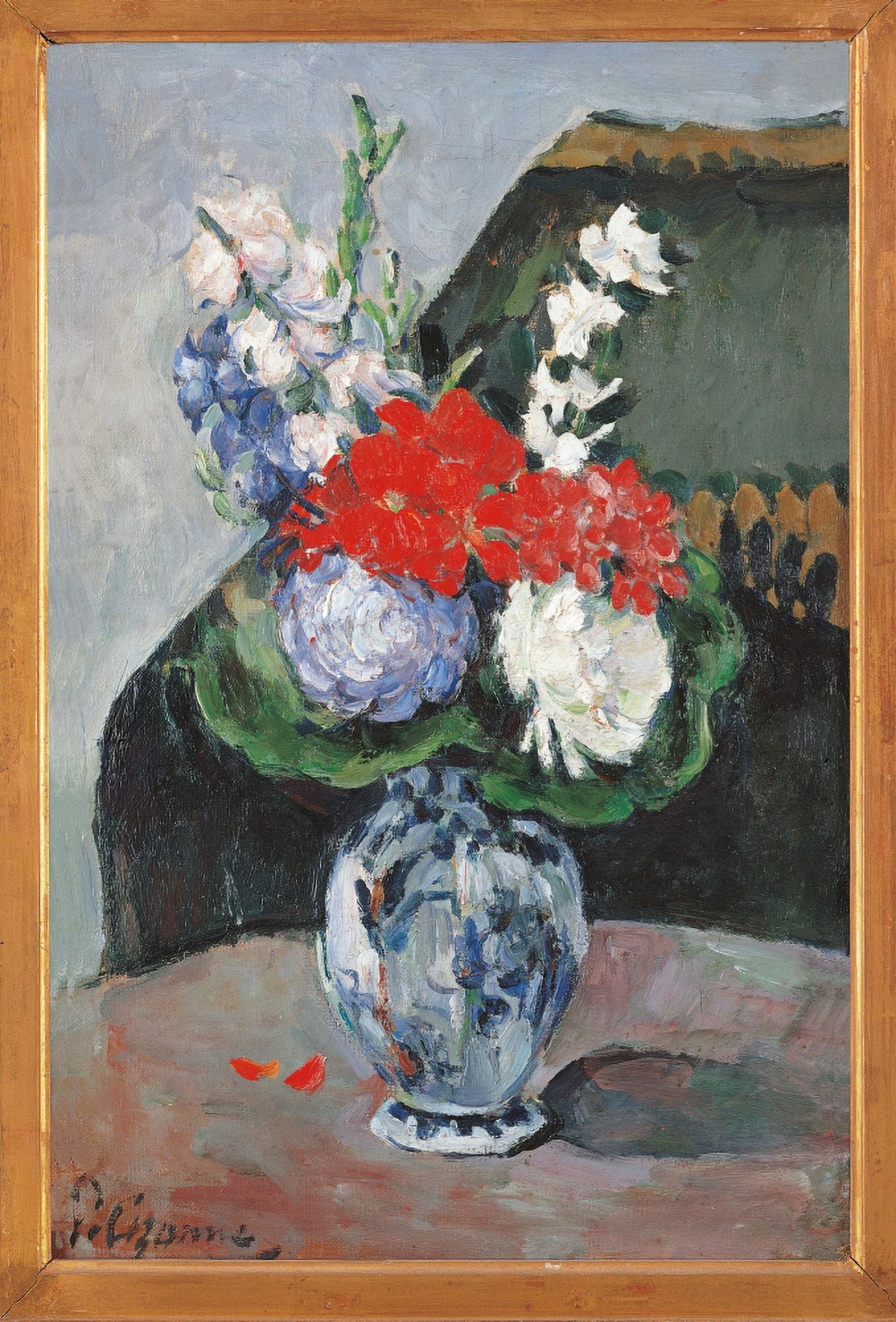 Flowers In A Small Delft Vase Canvas Art - (18 x 24)