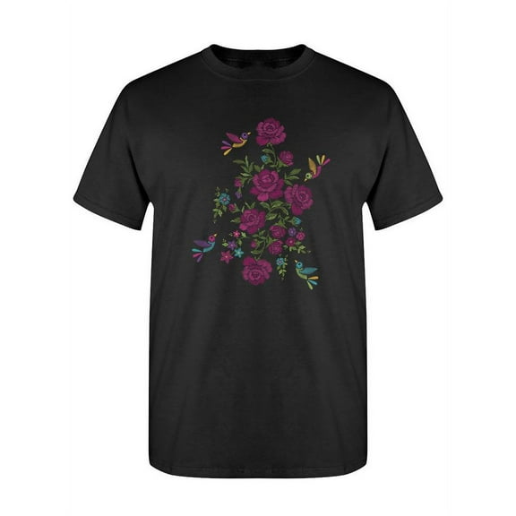 Flowers In Embroidery Style T-Shirt Women -SPIdeals Designs, Female x-Large