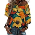 thumbnail image 1 of Flowers In The Style Of 1 Ruffle Short Sleeve T-Shirt Women'S V Neck Print T Shirt Tops Pattern Textures Flowers Van, 1 of 3