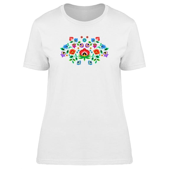 Flowers In Traditional Folk Art T-Shirt Women -Image by Shutterstock, Female Medium