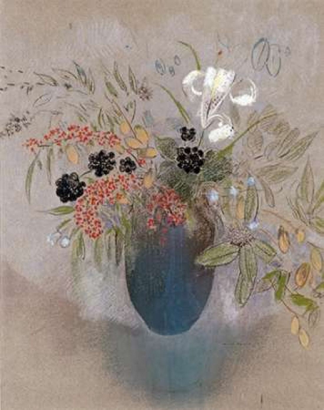 Flowers In a Vase Fleurs Dans Un Vase Canvas Art - Odilion Redon (24 x 30)