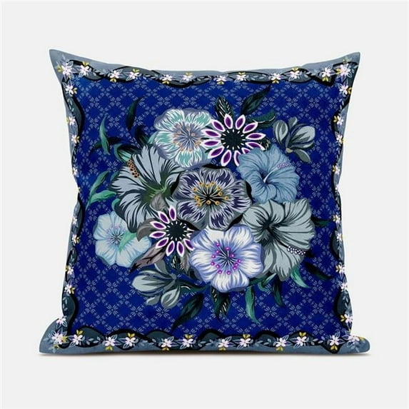 Flowers Indoor/Outdoor Pillow in Blue Gray 20x20